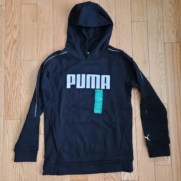 Puma Hoodie with Pockets, XL (14/16), Black and White - Picture 1 of 8